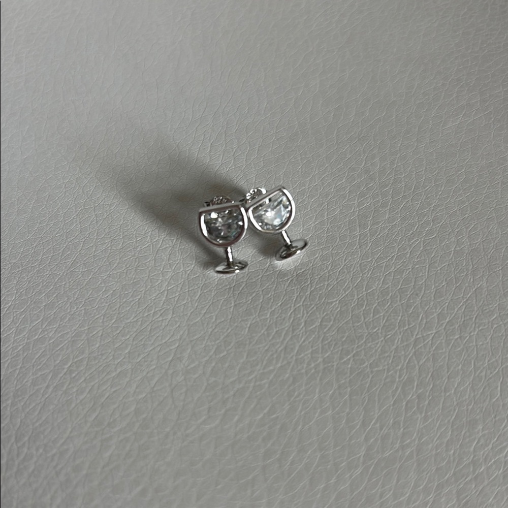 New 925 Silver Wine Glass Studs with Swarovski Crystal - Picture 3 of 6